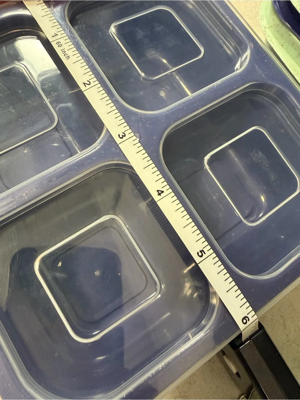 Silicone Stackable 4-Compartment Snack & Portion Tray - Navy Blue and Mint